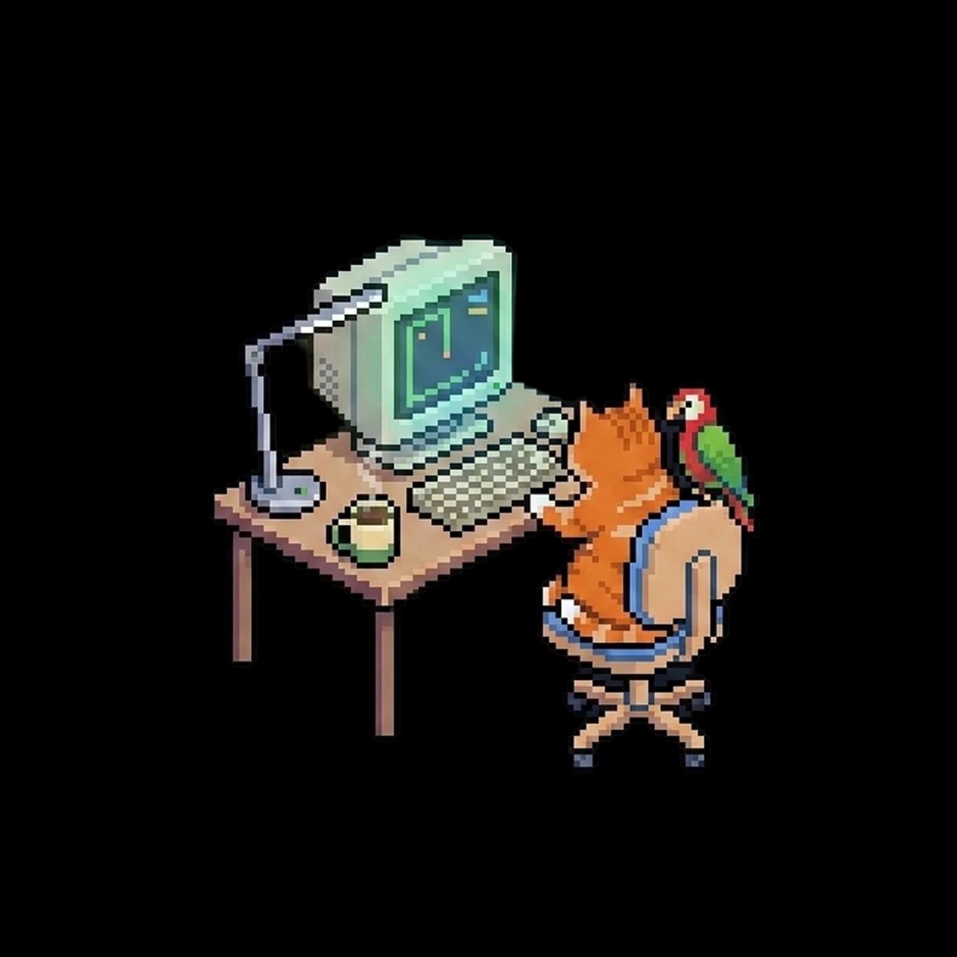 cat at the computer